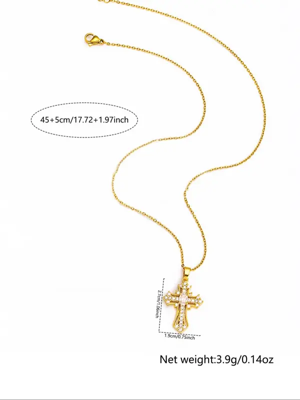 Rhinestone Cross Pendant Necklace for Women for Gift, Clavicle Chain Necklace, Fashion All-match Jewelry Accessory, Jewlery 5