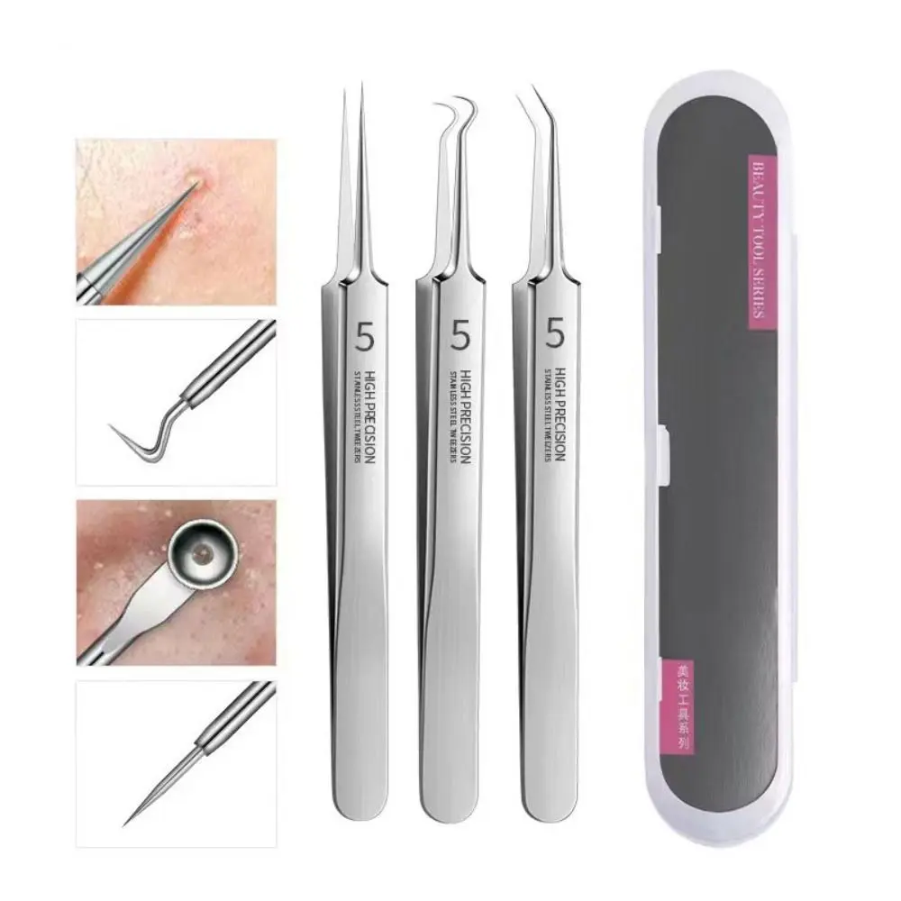 8pcs/set Ultra-fine Facial Care Deep Cleaner Beauty Salon Blackhead Tweezers Acne Needle Pimple Remover Cell Clip