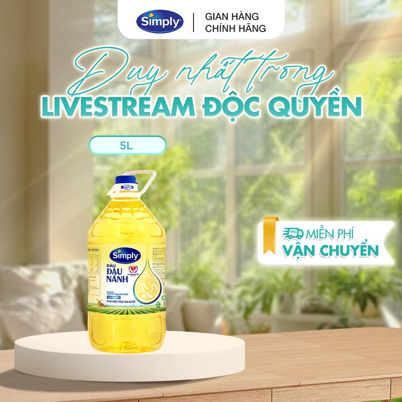 [WILMAR] Dầu Đậu Nành Simply Nguyên Chất 5L - Giàu Omega 3,6,9, Vitamin E & Phytosterol Tự Nhiên