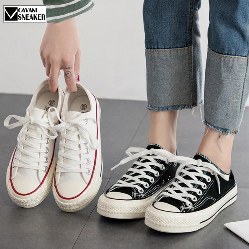 Giày Nam Nữ Sneaker Cổ Thấp Vải Canvas, Giày Học Sinh Classic -  Đế Bằng Shoes Cao Su