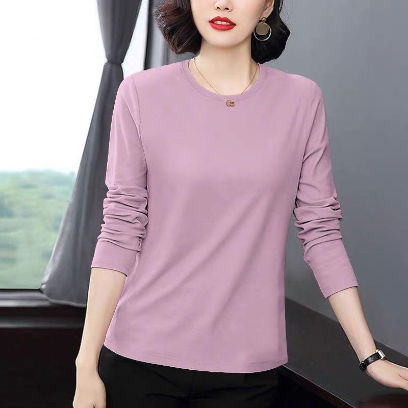 Product Introduction of Áo thun dài tay màu trơn cho mẹ trung niên 2024 Áo nữ mùa thu và mùa đông có thể mặc bên trong Áo lớp cơ bản mặc bên trong quần áo mùa thu cho người trung niên và cao tuổi 2