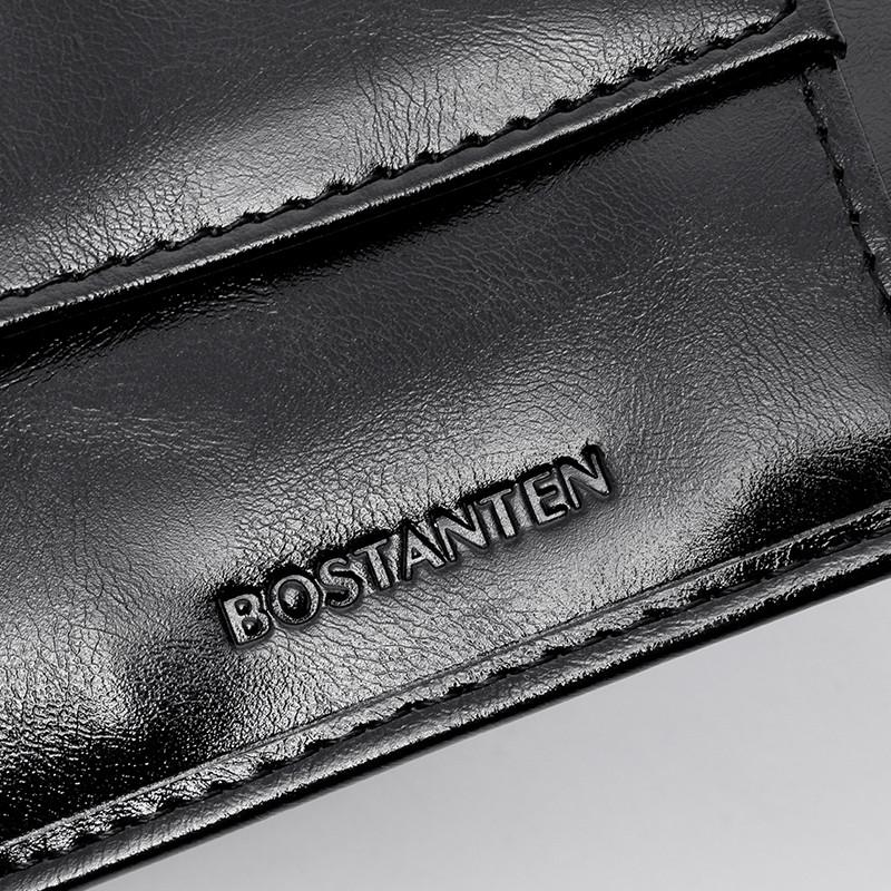 BOSTANTEN Dompet Pria Koin Ritsleting Kulit PU Tiga Kali Lipat Hitam/Coklat/Kopi 7