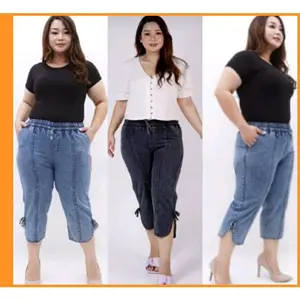 CELANA JEANS WANITA // GEMINI PANTS JUMBO // CELANA JEANS 7 9 JUMBO // PENDEK JEANS 3/4 Standar Panjang