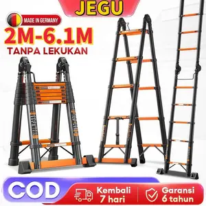 【COD】Tangga Teleskopik Multifungsi Aluminium Portabel Tangga Lipat 6.1Meter Telescopic Ladder