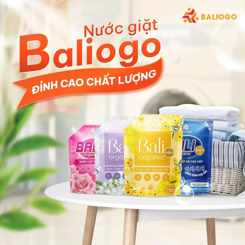 Nước giặt xả cap cấp Bali Gold organic thơm lâu mềm vải an toàn cho làn da nhạy cảm Làm Sạch Kem 0