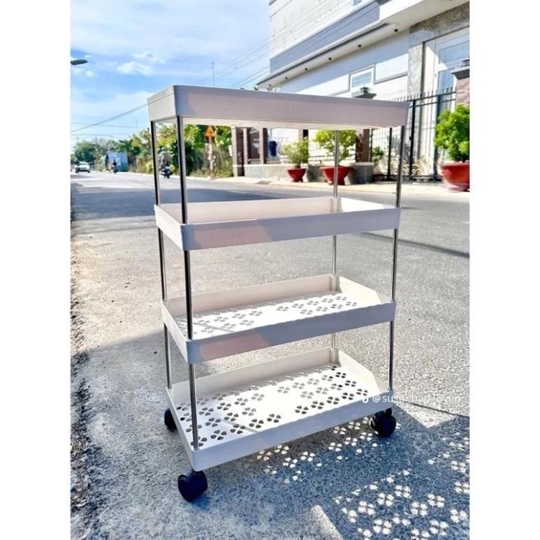 Kệ Để Đồ Đa Năng 4 Tầng Nhà Bếp Phòng Tắm Có Bánh Xe