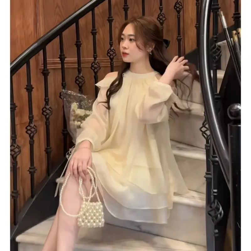 Set tơ bèo hở vai Lisssadress, set áo quần tiểu thư tay dài dilyshop Trơn Trơn Nữ Top, DILYSHOP_ S110 | BigBuy360 - bigbuy360.vn