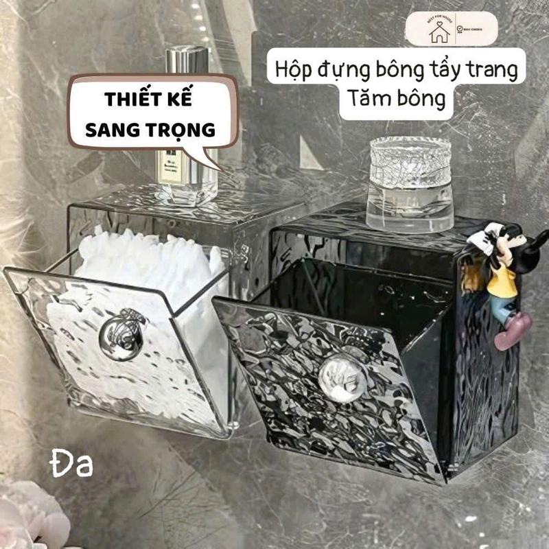  Hộp Đựng Bông Tẩy Trang Bông Ngoáy Tai Đồ Trang Điểm Hộp Để Đồ Đa Năng Dán Tường Tiện Lợi Decor 
