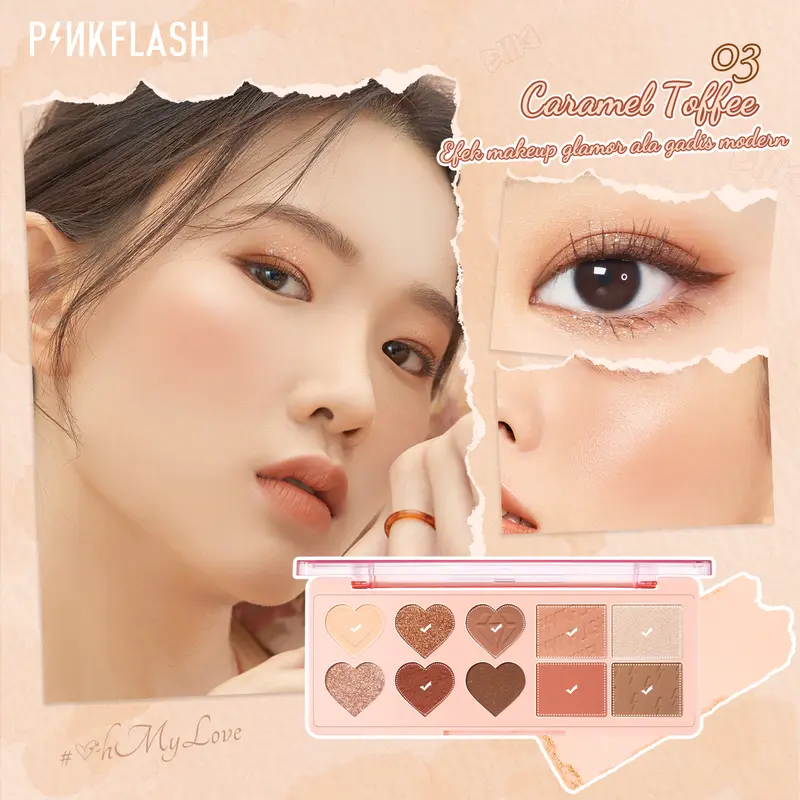 [Official] PINKFLASH 3pcs makeup set  4 IN 1 Multiple eyeshadoweyeshadow Matte lipstick Oil Controller Loose Powder 4