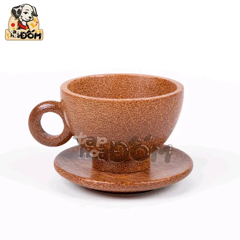 [Mỹ nghệ Đốm] Tách trà chiều làm từ Gỗ Dừa (hàng cao cấp)