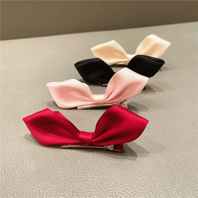 Set 2 kẹp tóc nơ màu trơn đơn giản xinh xắn giá rẻ K87 8