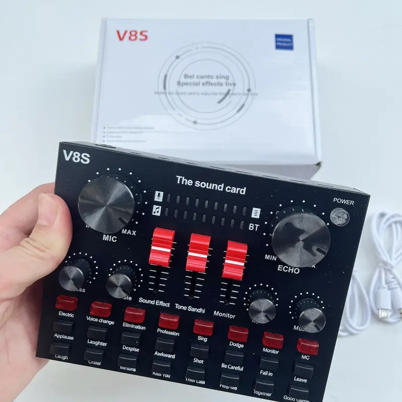 Bộ thu âm livestream V8S và BM900 bản có bluetooth livestream trên mọi nền tảng tóp tóp,Bigo, fc... hỗ trợ cổng máy tính 2