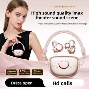 Panorama Audio Wireless Bluetooth Headphones Mini Heart-Shaped Bag IMAX Theater Soundstage High Quality Waterproof Stereo with Breathing Light Long Battery Life and Call Function