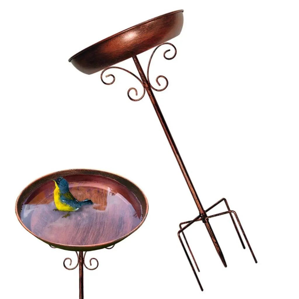 KYE - Birds Water Feeder Multifunctional Birds Water Station 30 Freestanding Birds Feeder Bowl with Stake Outdoor Birdbath for Garden Decor Metal Birds Bath for Yard Buyers'