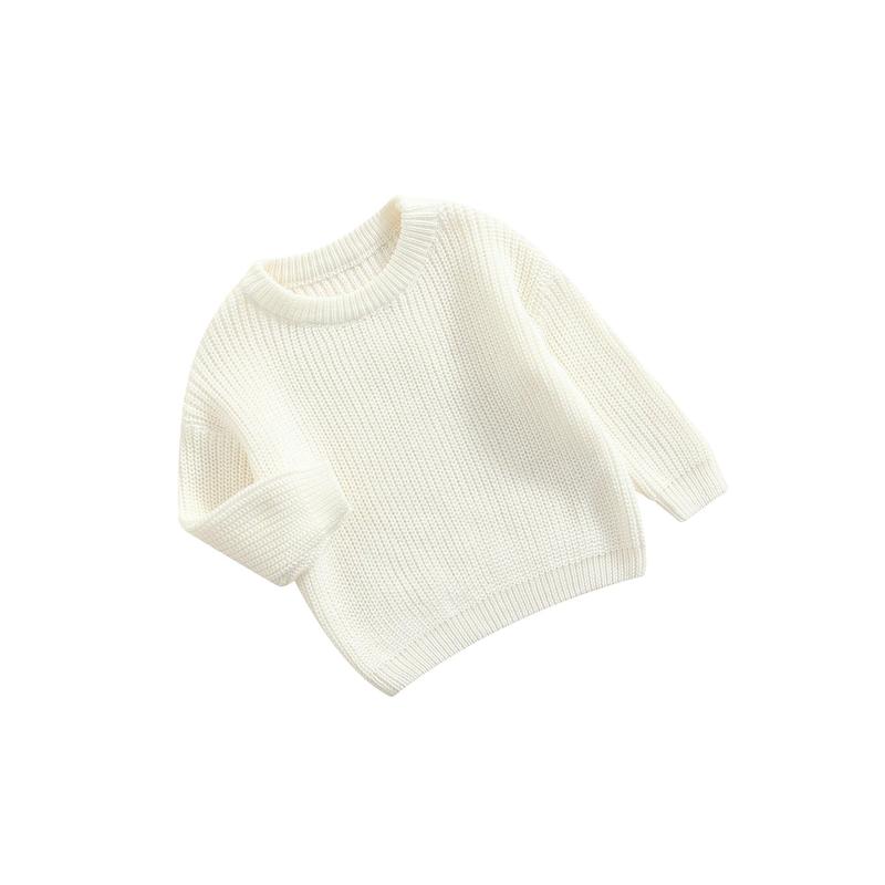 Product Introduction of Baby Solid Color O-neck Sweater, Loose Fit Long Sleeve Knitted Pullover for Autumn, Winter 31