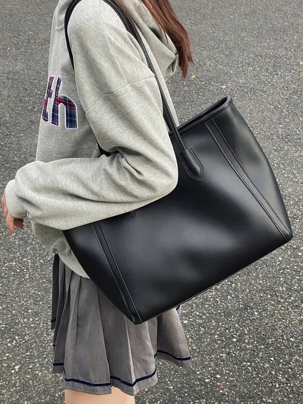 Túi Tote Da Bản To Đi Học Túi Đeo Vai Nữ Công Sở Đi Làm Vừa A4 Laptop Đơn Giản Thanh Lịch T01 Bag Chữ Nhật 5