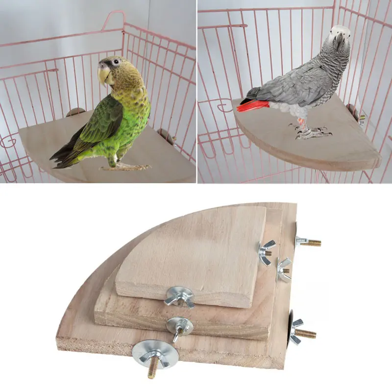 1Pcs New Pet Bird Parrot Wood Platform Stand Rack Toy Hamster Branch Perches for Bird Cage Toys 3 Sizes Pet Supplies Drop Ship