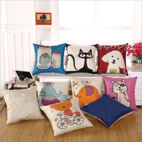 Gối tựa lưng sofa vuông 45x45cm nhiều mẫu họa tiết con vật ngộ nghĩnh