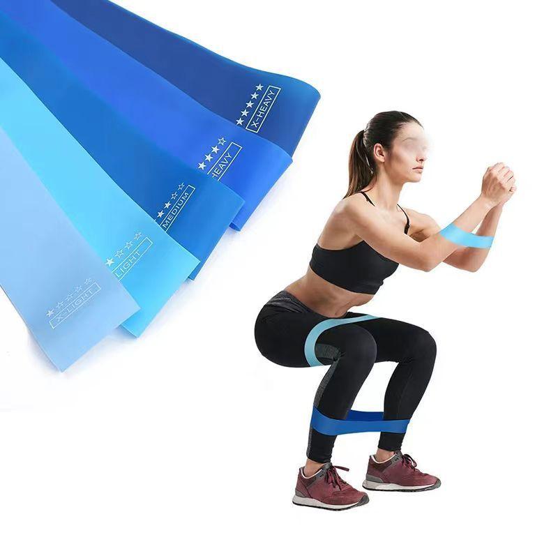 Product Introduction of Sports Elastic Band Blue Fitness Women's Tension Resistance Band Beginner Tight Squat Hip Elastic Force Circle Strain Relief Bushing 0