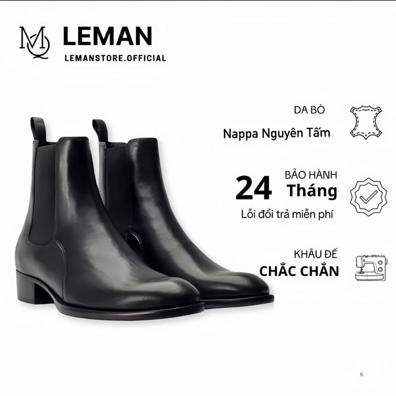 Chelsea Boots 5cm Da Nappa Đế cao su khâu mũi tròn Nam ,Bảo hành 12 tháng GiàY chelsea  boots Shoes