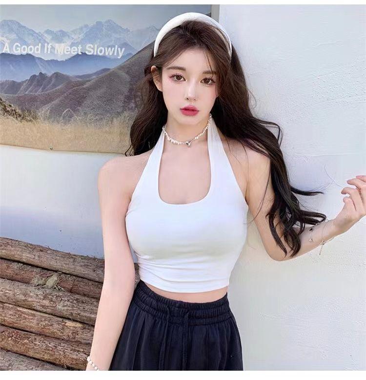 Product Introduction of Áo Vest Cổ Yếm Phong Cách Pháp, Dễ Thương Và Gợi Cảm, Áo Phông Rò Rỉ Lưng, Áo Crop-Top, Áo Ngắn, Dành Cho Nữ, Có Thể Mặc Bên Trong Women Denim 8