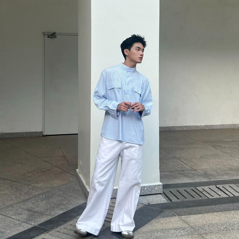 Áo sơ mi sọc xanh - 24h.mood aokhoac nam 5