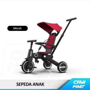 Bebehoo Gen 2 7-in-1 Sepeda Anak Lipat Roda 3 Kereta Dorong Balita Travel Baby Stroller Original - Merah