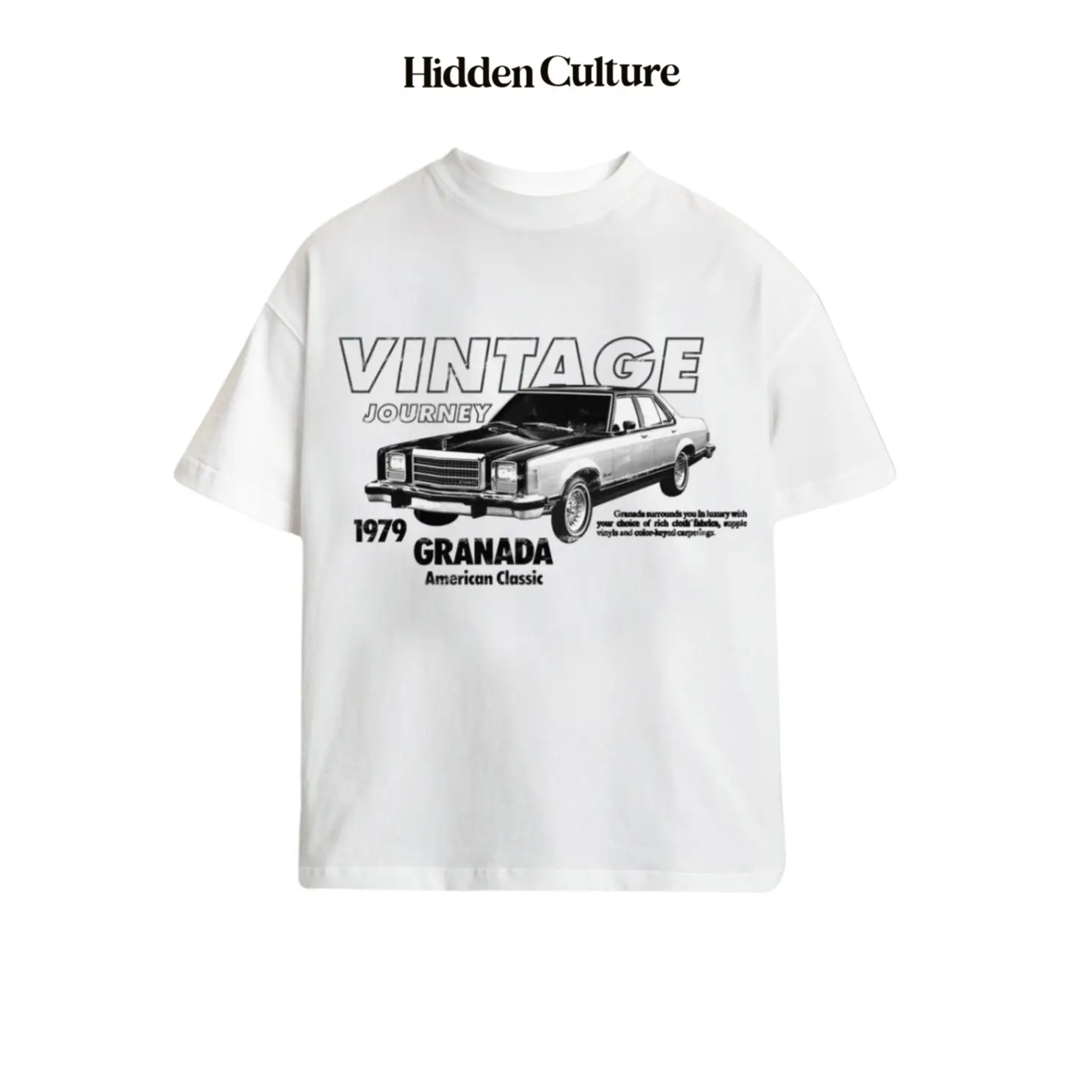 Áo thun VINTAGE CAR - Hidden Culture - Form Boxy - White