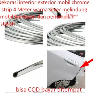 Lis Dekorasi interior exterior mobil chrome trim strip 4 Meter warna silver melindung sisi mobil benturan dan penampilan lbh stylish
