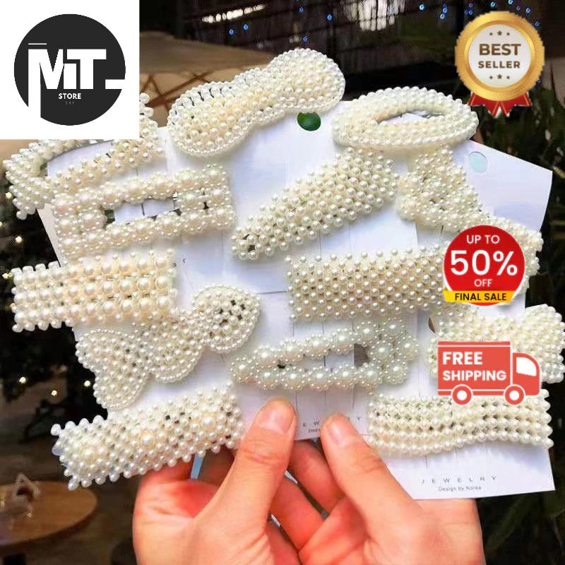 Kẹp Tóc Đính Ngọc Trai Đơn Giản Dễ Thương Cho Nữ 2