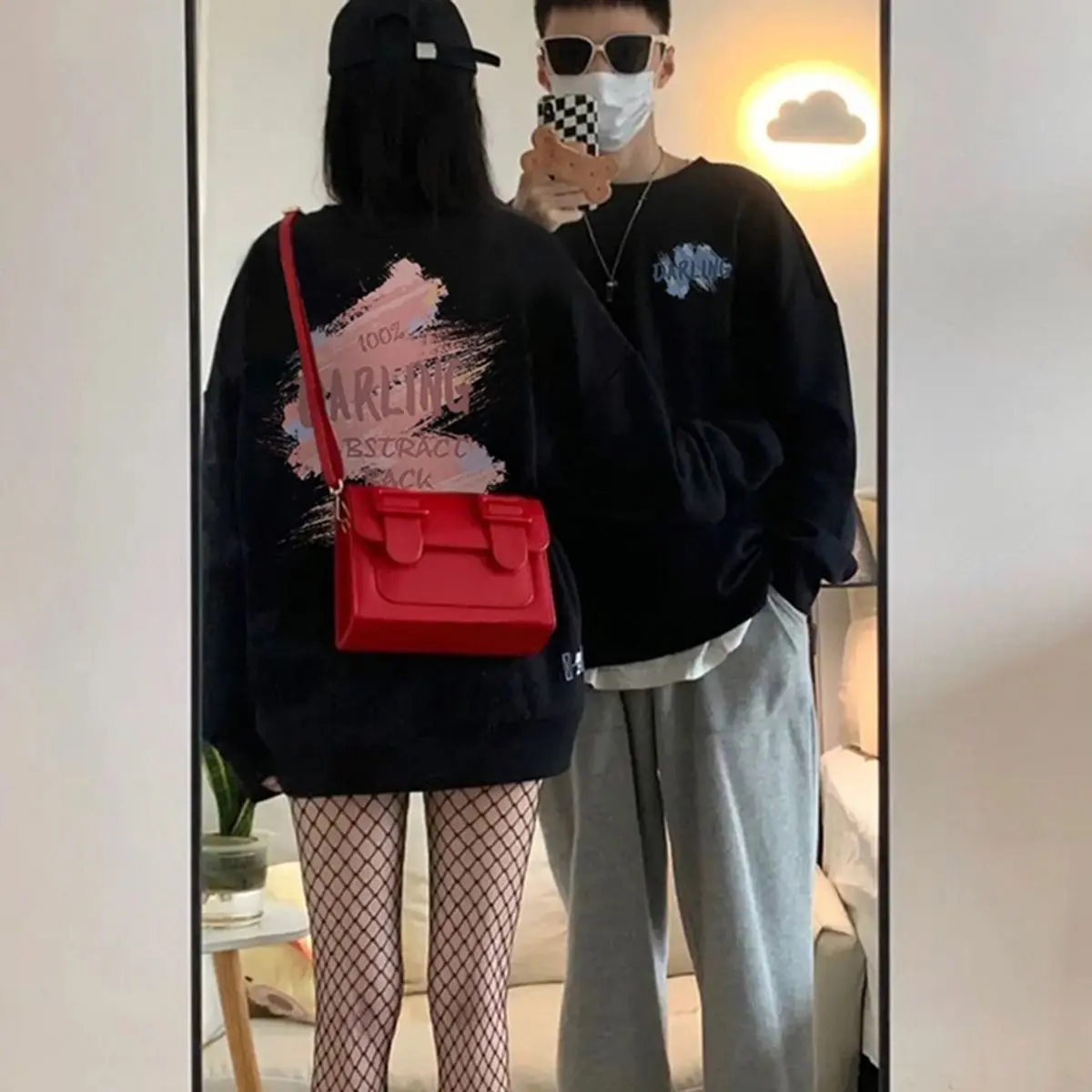 Áo sweater cặp đôi HappyFamily  - Mẫu áo in họa tiết 1oo% DARLING ABSTRACT BACK GROUND chất nỉ da cá cao cấp