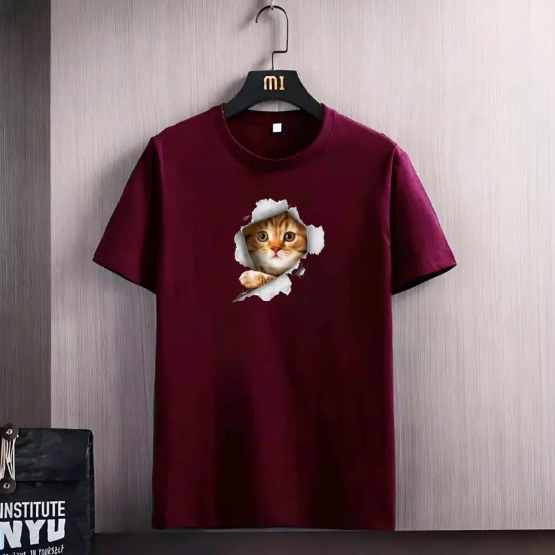 Kaos 3D Dewasa Pria Wanita Kaos Distro Kucing 3D Baju Oblong Lengan Pendek  Motif Sablon Digital Nyaman Lembut  Keren Katun Panjang 3