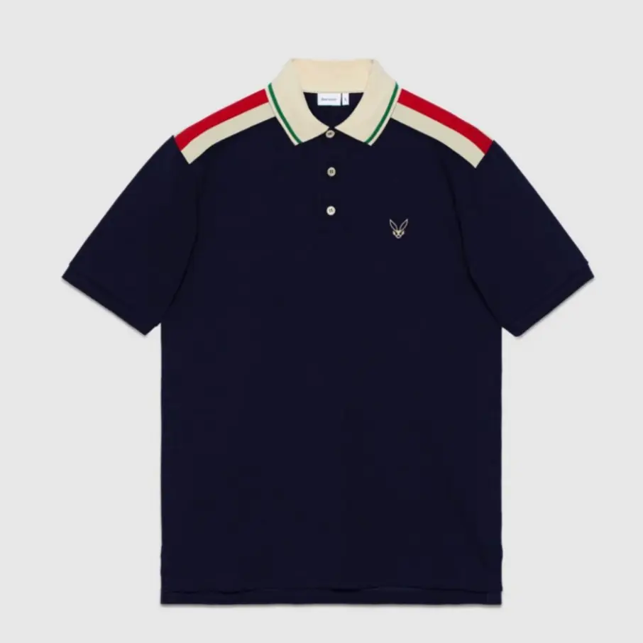 Áo Polo Xanh Than Phối Cầu Vai R.V, Áo Phông Nam Nữ Phong Cách Unisex Menswear Shirt Ngắn Tay Có Cổ