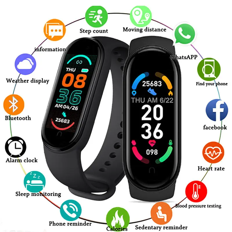 M6 Smart Watch Men Women Fitness Bracelet Tracker Heart Rate Monitor Waterproof Sport SmartWatch For Xiaomi IPhone Android