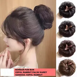 Karet Scrunchie, Korean Fun Bun | Sanggul Rambut Karet |  Cepol Rambut Palsu | Sanggul Ikat Rambut Palsu | Cepol Donat SH M13
