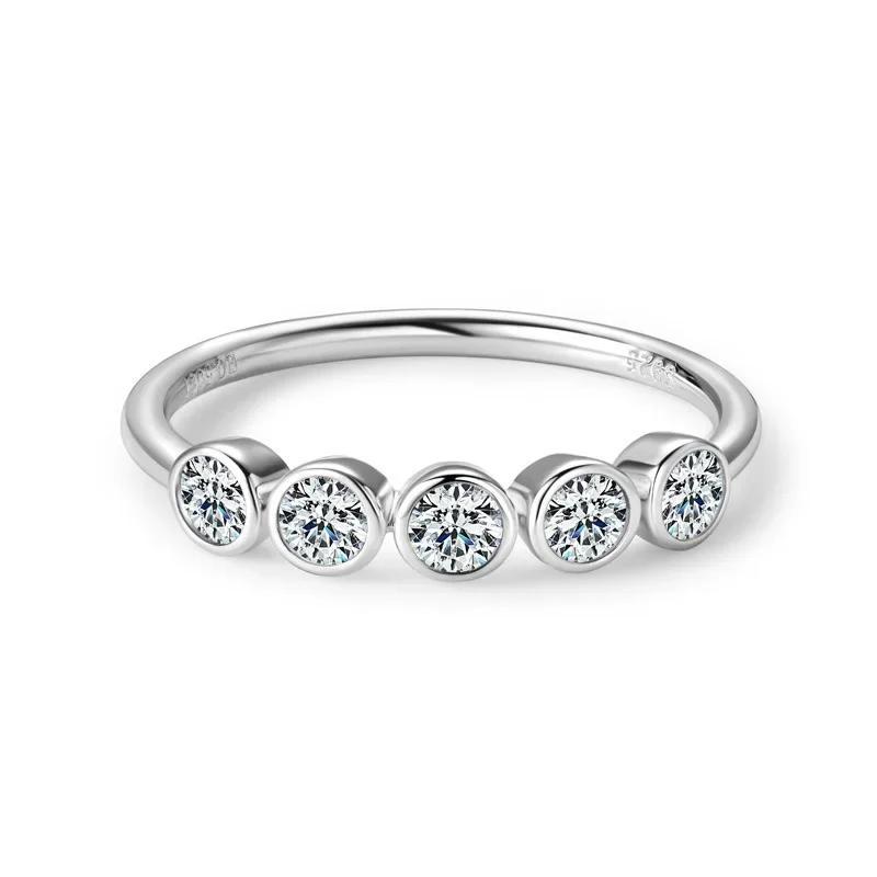 Product Introduction of LLXYW Total 0.5/1.5CT Luxury Round Bezel Full 3mm/4mm Moissanite Ring For Women Girls S925 Silver Pass Test Rings Wedding Band Gift 11