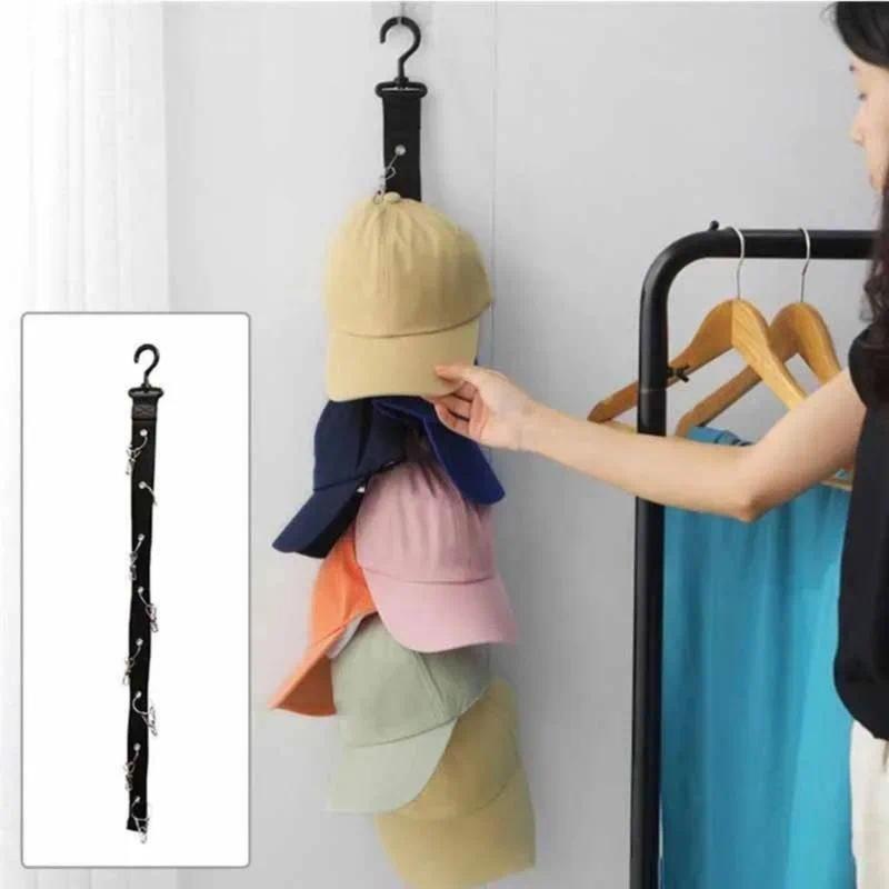 Product Introduction of Storage DIY Hanger 8 Clips Hanging Closet Organizer Caps Vertical Shelf Rack Free Punch Hats Holder Steel Stainless 23