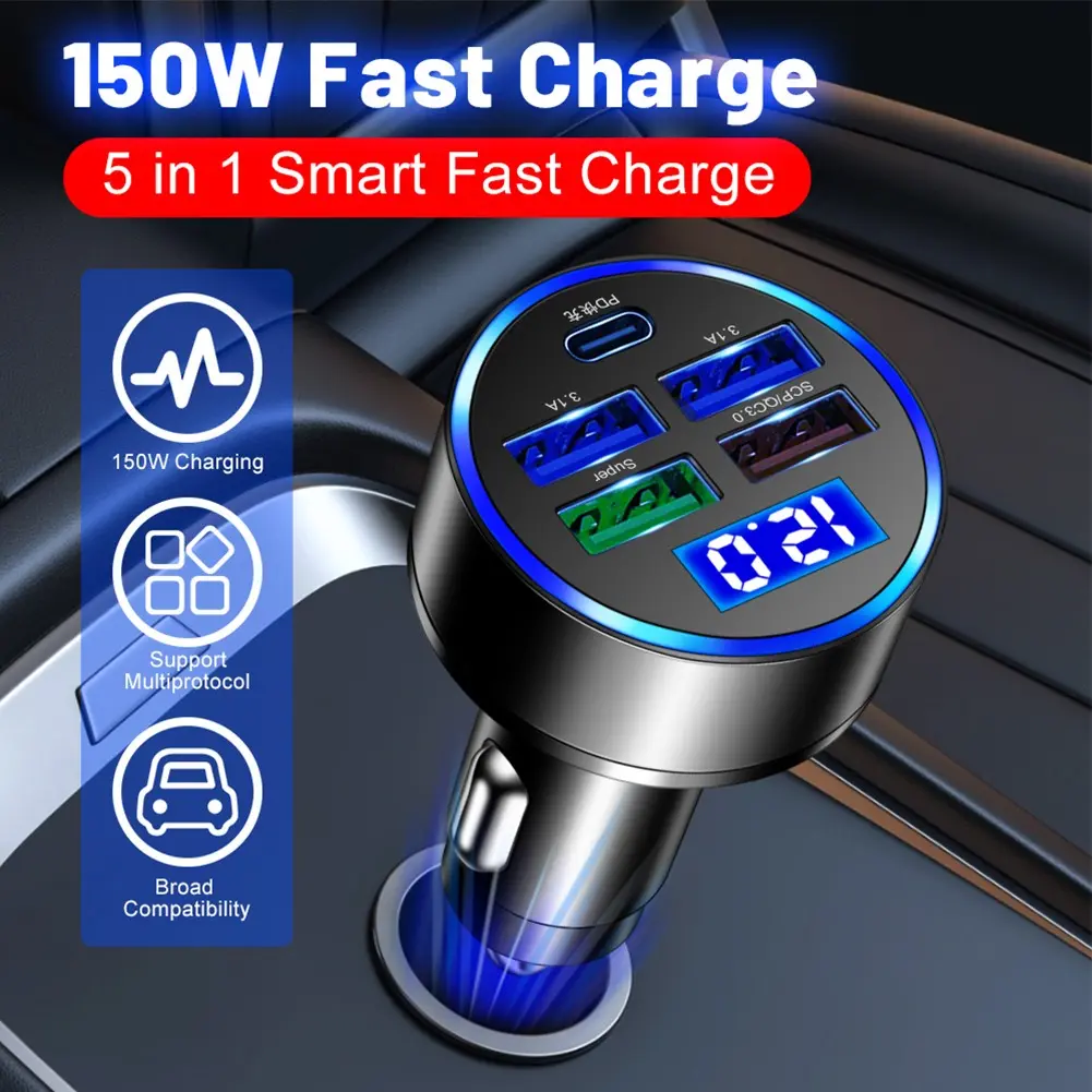 Bộ sạc ô tô nhanh, 150W, Bộ Chuyển Đổi ổ cắm 4 cổng, cho bộ sạc nhanh QC3.0