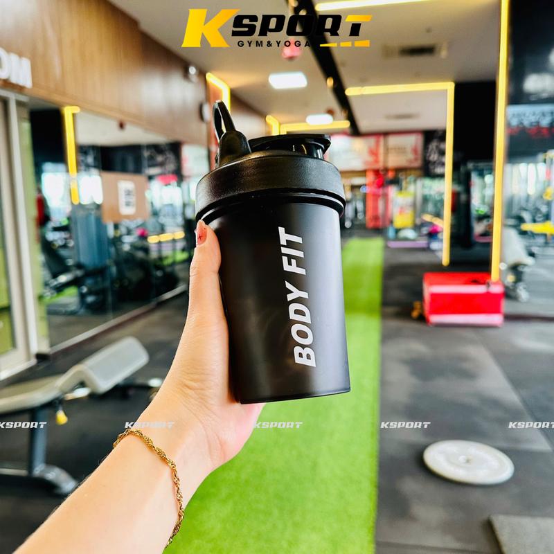 Bình Nước, Bình Lắc Whey Dung Tích 450ml Kèm Con Lắc Lò Xo, Bình Nước Thể Thao Chất Liệu PP5 Có Vạch Chia ml 4