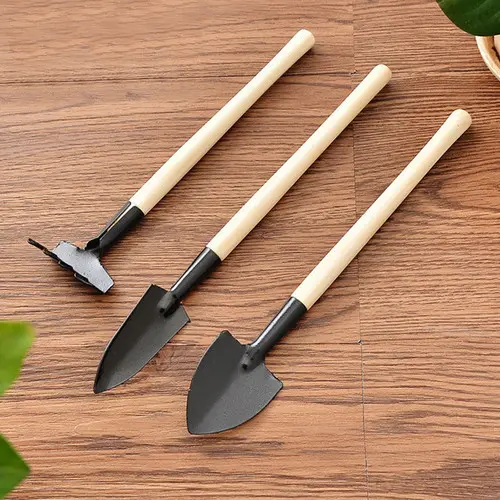 [3in1] Set Sekop Cangkul Pacul Mini Alat Berkebun Tanaman Rumahan Besi Kayu Kecil & Besar