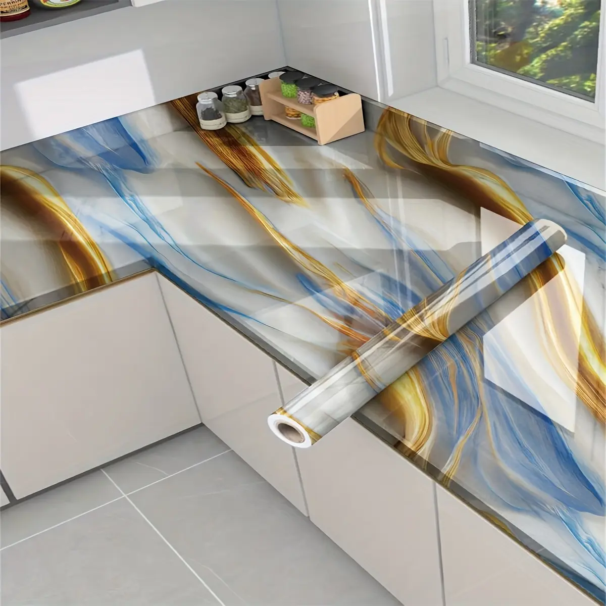 Giấy Dán Tường Dạng Lột Và Dán Đá Cẩm Thạch, Thiết Kế Sang Trọng, Không Thấm Nước, Giấy Tiếp Xúc Có Thể Tháo Rời Thích Hợp Cho Mặt Bàn Bếp, Tường Phòng Tắm Và Trang Trí Phòng Khách logo  trang