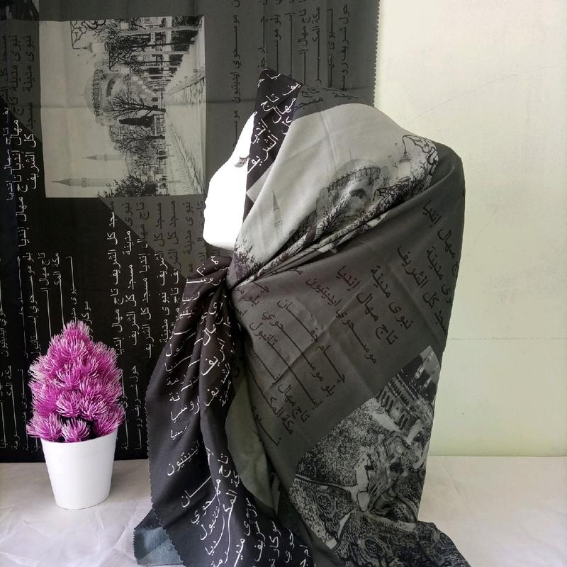 Kerudung Santri Tulisan Arab Mutiara Hikmah Jilbab Pesantren Santriwati Motif Arab Pegon 2
