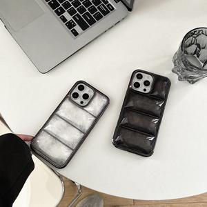 เคส iPhone สไตล์แจ็คเก็ตขนเป็ดสีดำ คุณภาพระดับไฮเอนด์ ป้องกันการกระแทก สำหรับผู้หญิง เข้ากันได้กับ iPhone 15 Pro Max, 13, 13 Pro Max และ 14 Pro พร้อมเบาะลมแบบเต็มรูปแบบ ฝาครอบป้องกัน