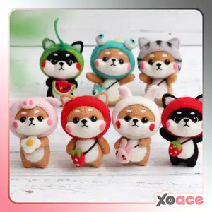 DIY Kit Animal Felt Wool Needle Poke Kerajinan Boneka Anjing Kostum Lucu