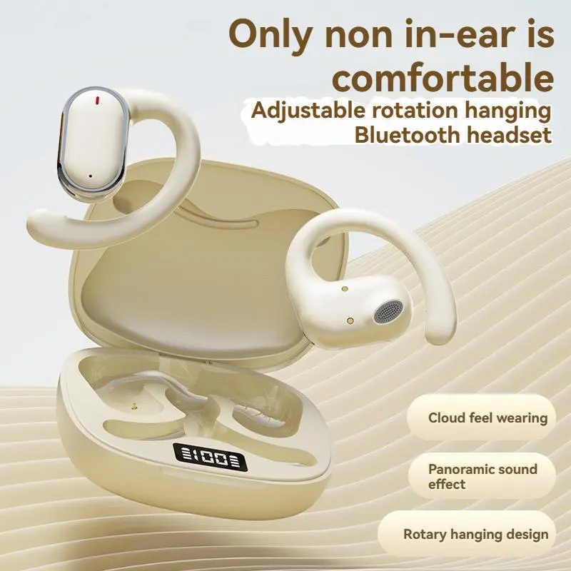 Wireless Bone Conduction Headset, Ear Hook Design Earphone with Digital Display, Noise Cancelling Headset for Sports Running 4