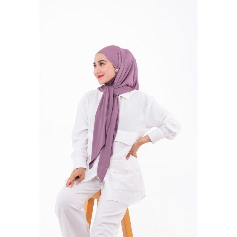 HIJAB SEGITIGA INSTAN JERSEY premium produk lokal umkm Kerudung Muslim Hitam 5