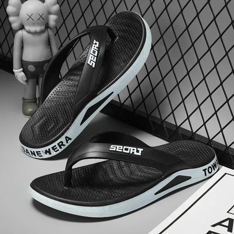 New minimalist herringbone slippers for men's outerwear, anti slip outdoor casual flip flops for men's beach fashion sandals Boy Walking Shoes Footwear Summer