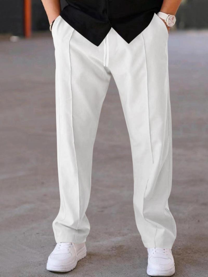 Product Introduction of Men's Solid Color Pocket Pants, Loose Casual Style Comfy Trousers for Daily Outdoor Wear, Men's Cozy Bottoms for All Seasons, Clothing for Men 6