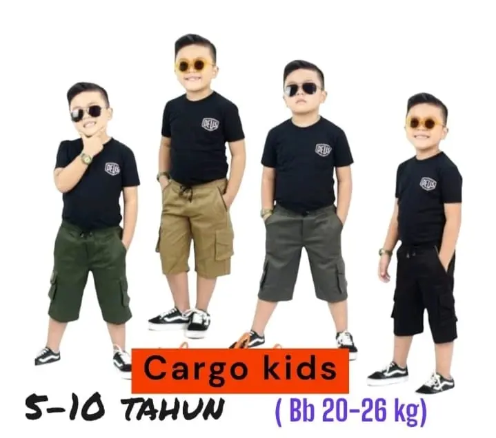 Promo 100 Rb dapat 5 Celana Kargo Cargo Pendek Anak 5-10 Tahun BB 20-25Kg Fashion 2