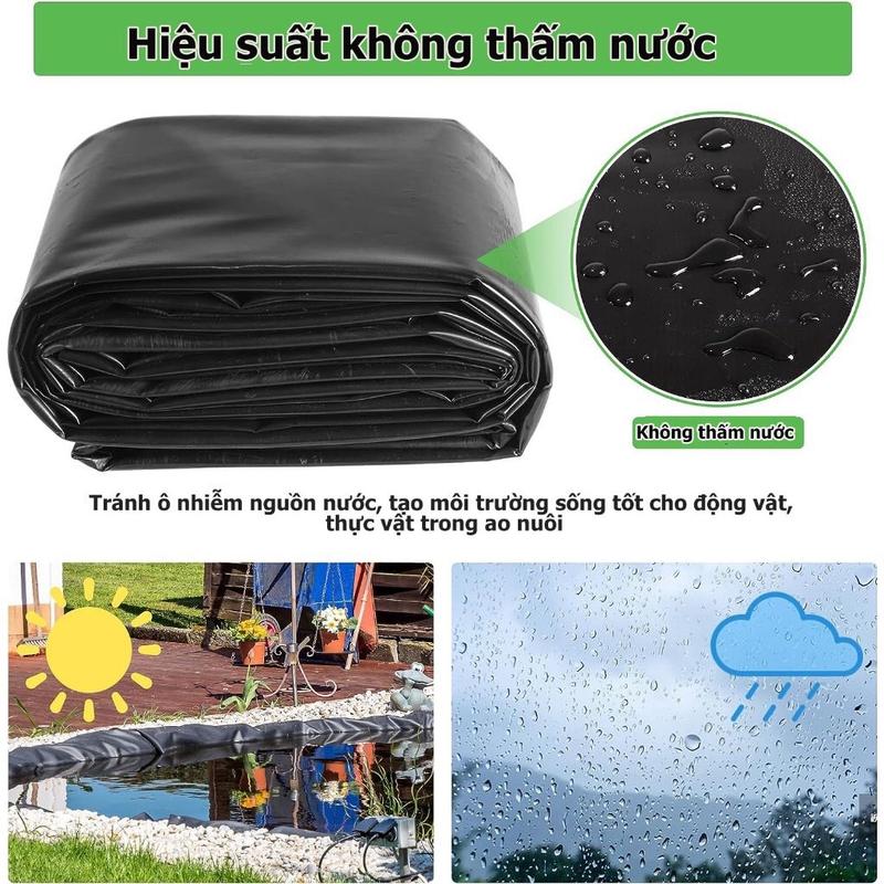 Product Introduction of Bạt hdpe lót hồ nuôi cá koi, bạt lót hồ chứa nước, hồ cảnh quan khổ 5m dày 3zem(0.3mm) bền 10 năm 5